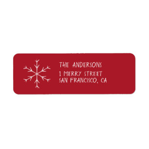 Red Address Labels with Snowflake for Holidays