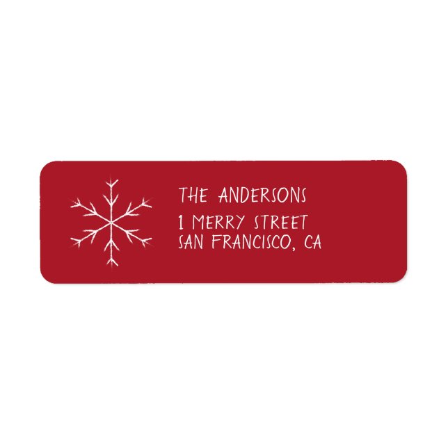 Red Address Labels with Snowflake for Holidays (Front)