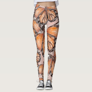 Red Admiral Butterflies Pink Background Leggings