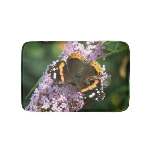 Red Admiral Butterfly and Buddleia Bath Mat