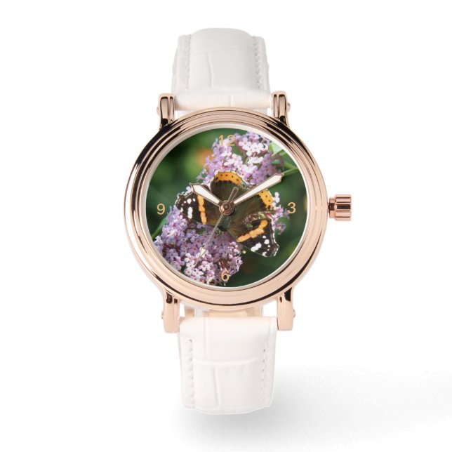 Red Admiral Butterfly and Buddleia Watch (Front)