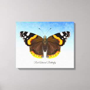 Red Admiral Butterfly Art Stretched Canvas Print