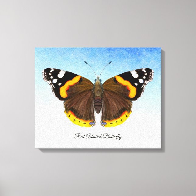 Red Admiral Butterfly Art Stretched Canvas Print (Front)