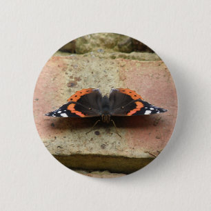 Red Admiral Butterfly Button
