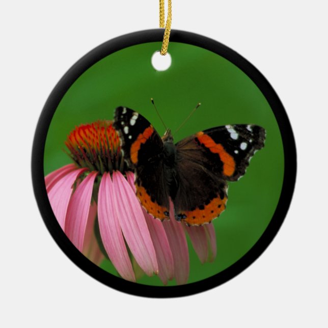 Red Admiral Butterfly Ceramic Tree Decoration (Front)