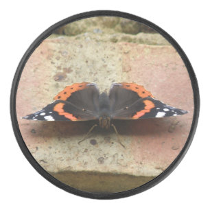 Red Admiral Butterfly Hockey Puck