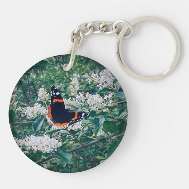 Red Admiral Butterfly Key Ring (Back)