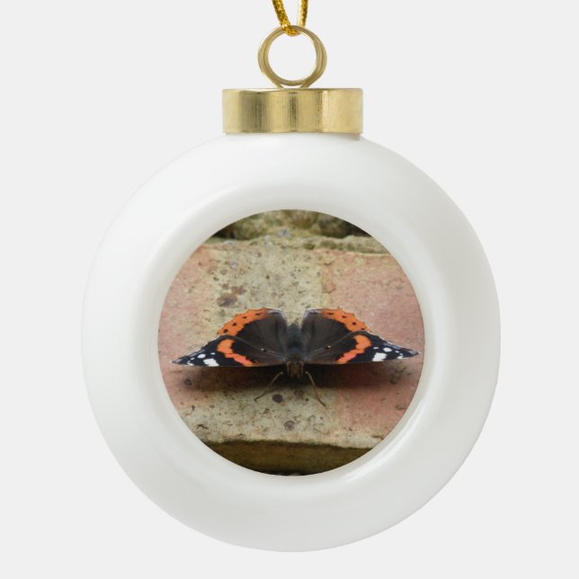 Red Admiral Butterfly Ornament (Front)