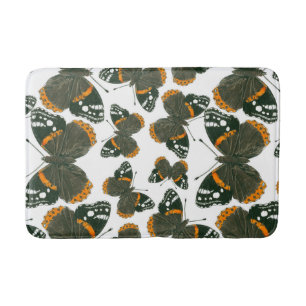 Red admiral butterfly pattern bath mat