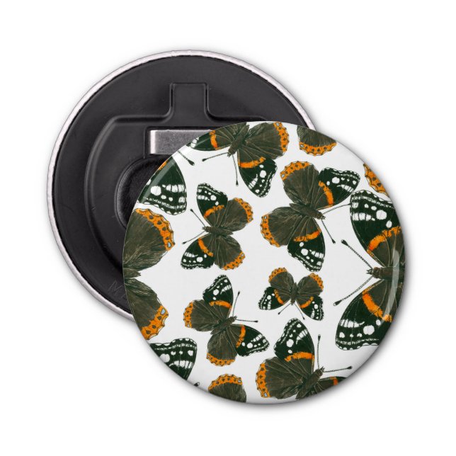 Red admiral butterfly  pattern bottle opener (Front)