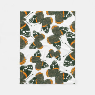 Red admiral butterfly  pattern fleece blanket