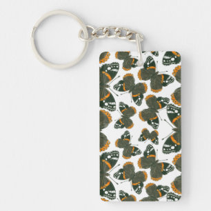 Red admiral butterfly pattern key ring