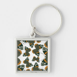 Red admiral butterfly pattern key ring