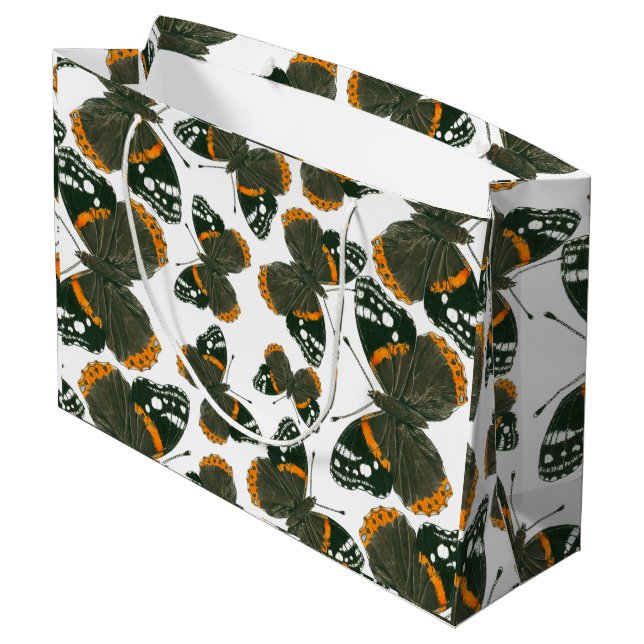 Red admiral butterfly  pattern large gift bag (Back Angled)