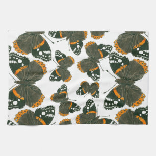 Red admiral butterfly  pattern tea towel