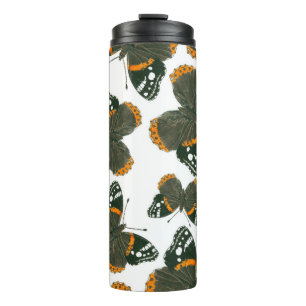 Red admiral butterfly pattern thermal tumbler