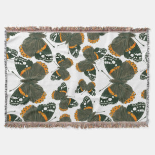 Red admiral butterfly  pattern throw blanket