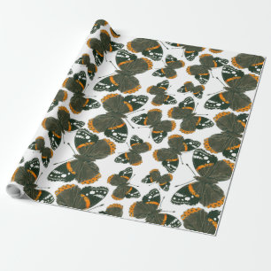 Red admiral butterfly  pattern wrapping paper