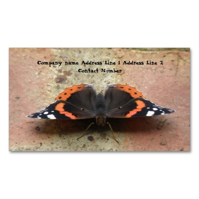 Red Admiral butterfly Personalised Magnetic Business Card (Front)