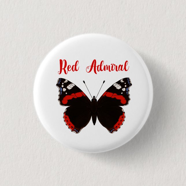 Red Admiral  Butterfly Round Badge (Front)
