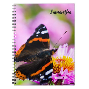 Red Admiral Butterfly Spiral notebook