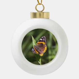 Red Admiral Ceramic Ball Christmas Ornament