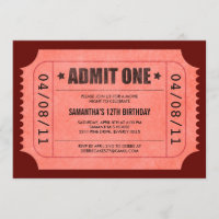 Red Admit One Ticket Invitations