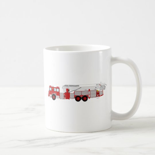 Red Aerial Scope Custom Fire Truck Design Coffee Mug