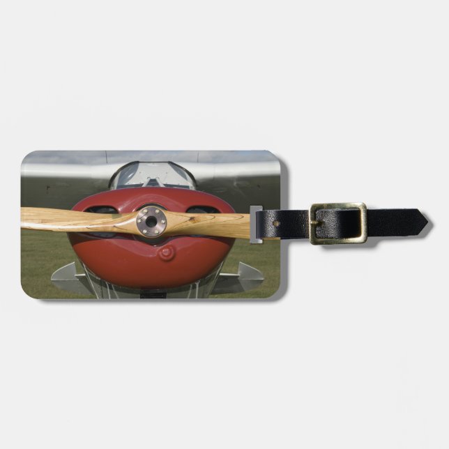 Red Aeroplane and Propeller Luggage Tag (Front Horizontal)