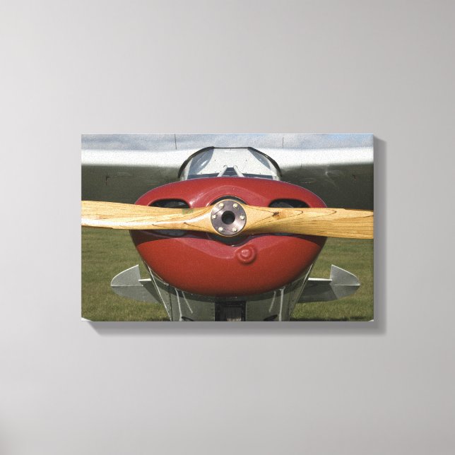Red Aeroplane and Wooden Propeller Canvas Print (Front)