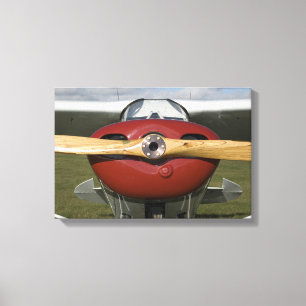 Red Aeroplane and Wooden Propeller Canvas Print