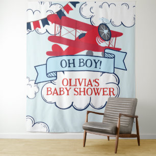 Red Aeroplane Baby Shower Tapestry