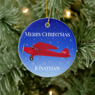 Red Aeroplane Christmas Ornament