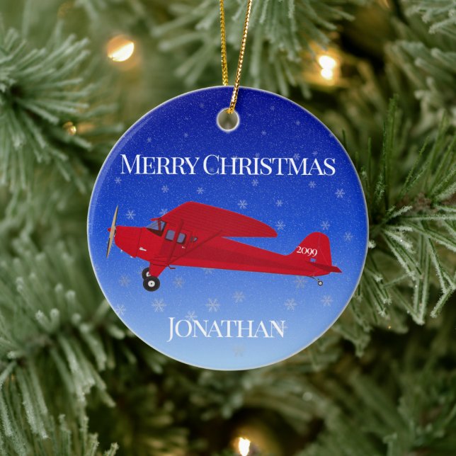 Red Aeroplane Christmas Ornament (Tree)