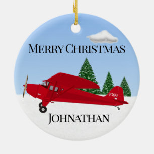Red Aeroplane Christmas Ornament