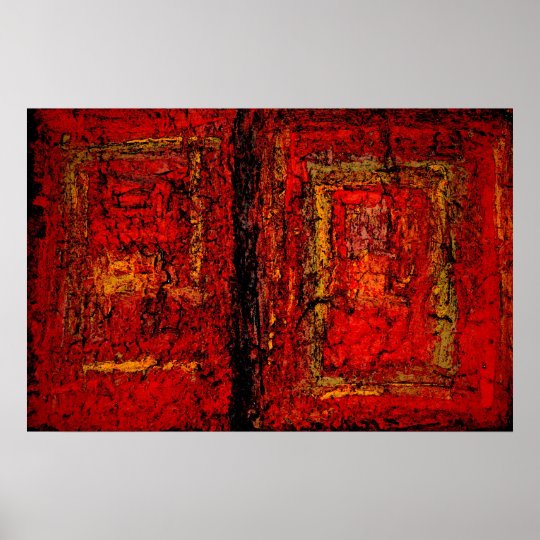 Red African Abstract Painting Art Print Poster Zazzle.co.uk