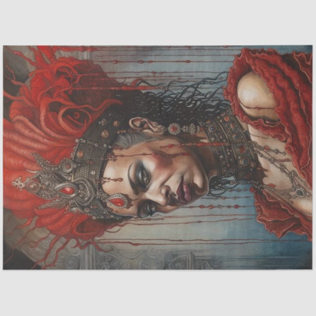 Red African American Warrior Queen Decoupage Paper (Front)