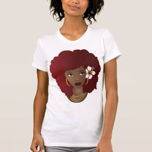 Red Afro, Flower in Her Hair T-Shirt