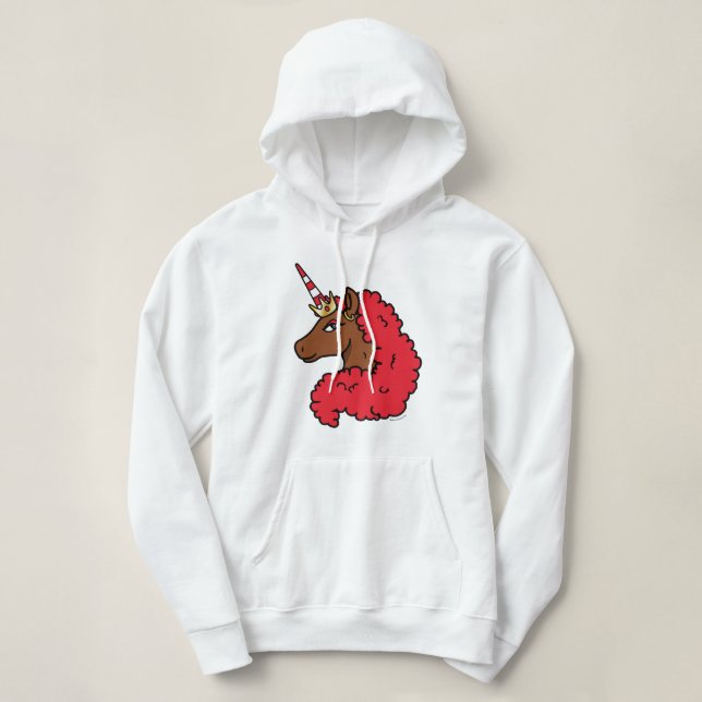 Red Afro Unicorn Hoodie (Design Front)