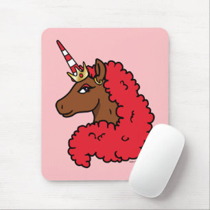 Red Afro Unicorn Mouse Mat