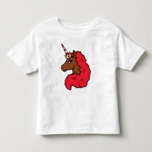 Red Afro Unicorn Toddler T-Shirt