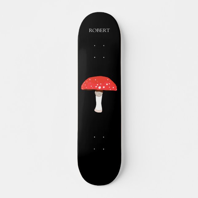 Red agaric fly mushroom with monogram skateboard (Front)