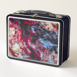 Red Agate Crystal Geode Abstract Metal Lunch Box