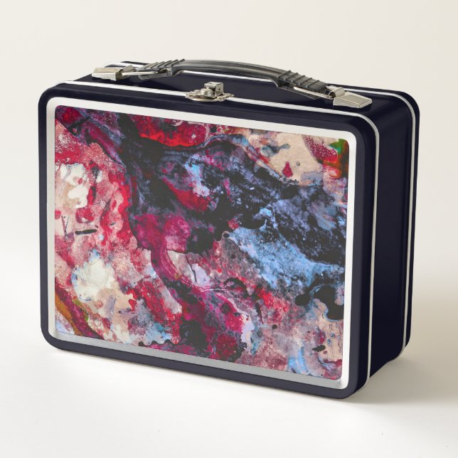 Red Agate Crystal Geode Abstract Metal Lunch Box (Front)