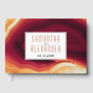 Red agate modern fall wedding guest book