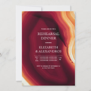 Red agate modern fall wedding rehearsal dinner invitation