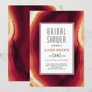 Red agate slice fall wedding bridal shower invitation