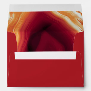 Red agate slice modern autumn wedding monogram envelope