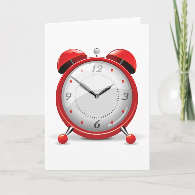 Red Alarm Clock Greeting Cards (Front)