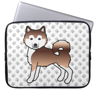 Red Alaskan Malamute Cute Cartoon Dog Laptop Sleeve
